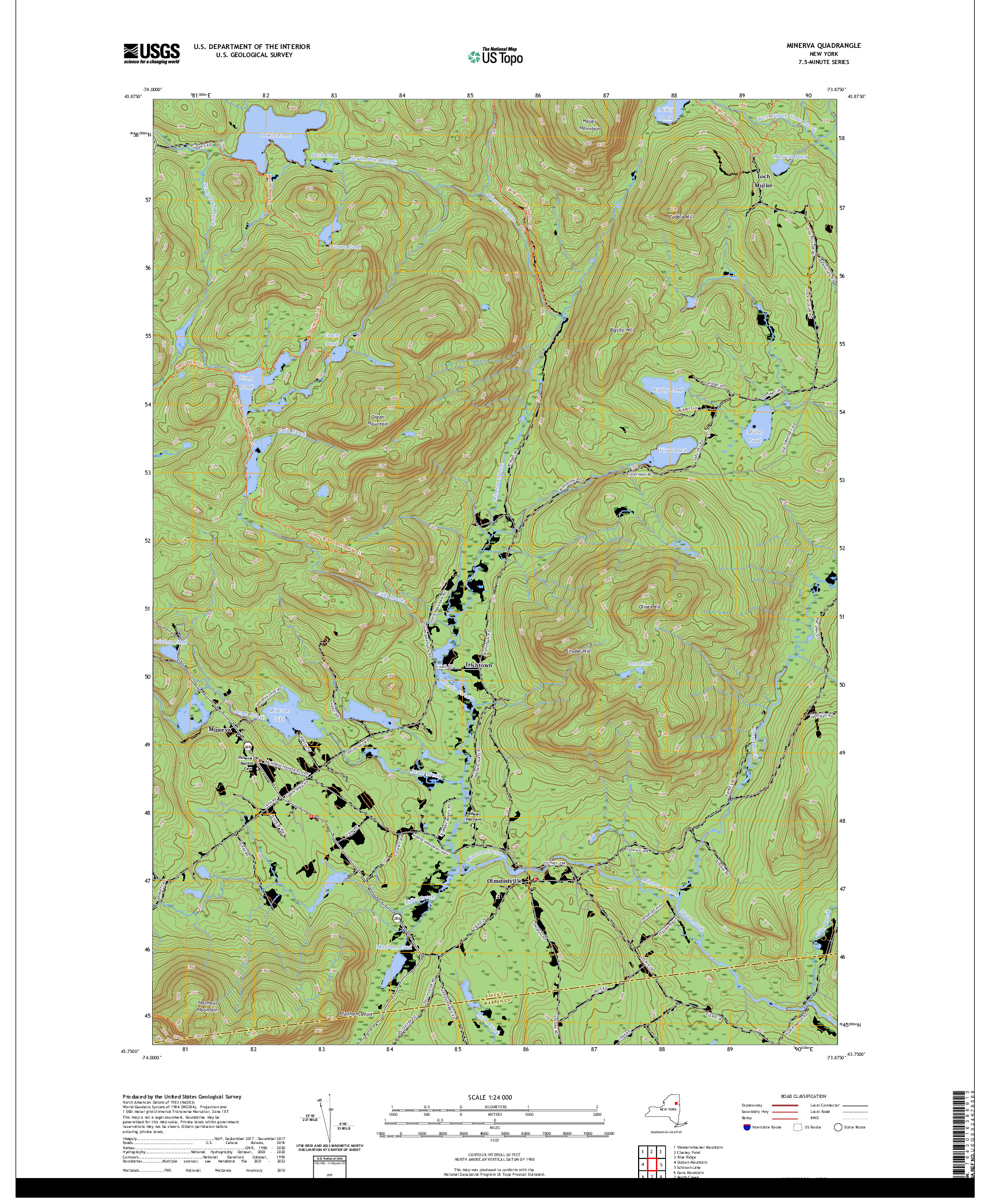 US TOPO 7.5-MINUTE MAP FOR MINERVA, NY