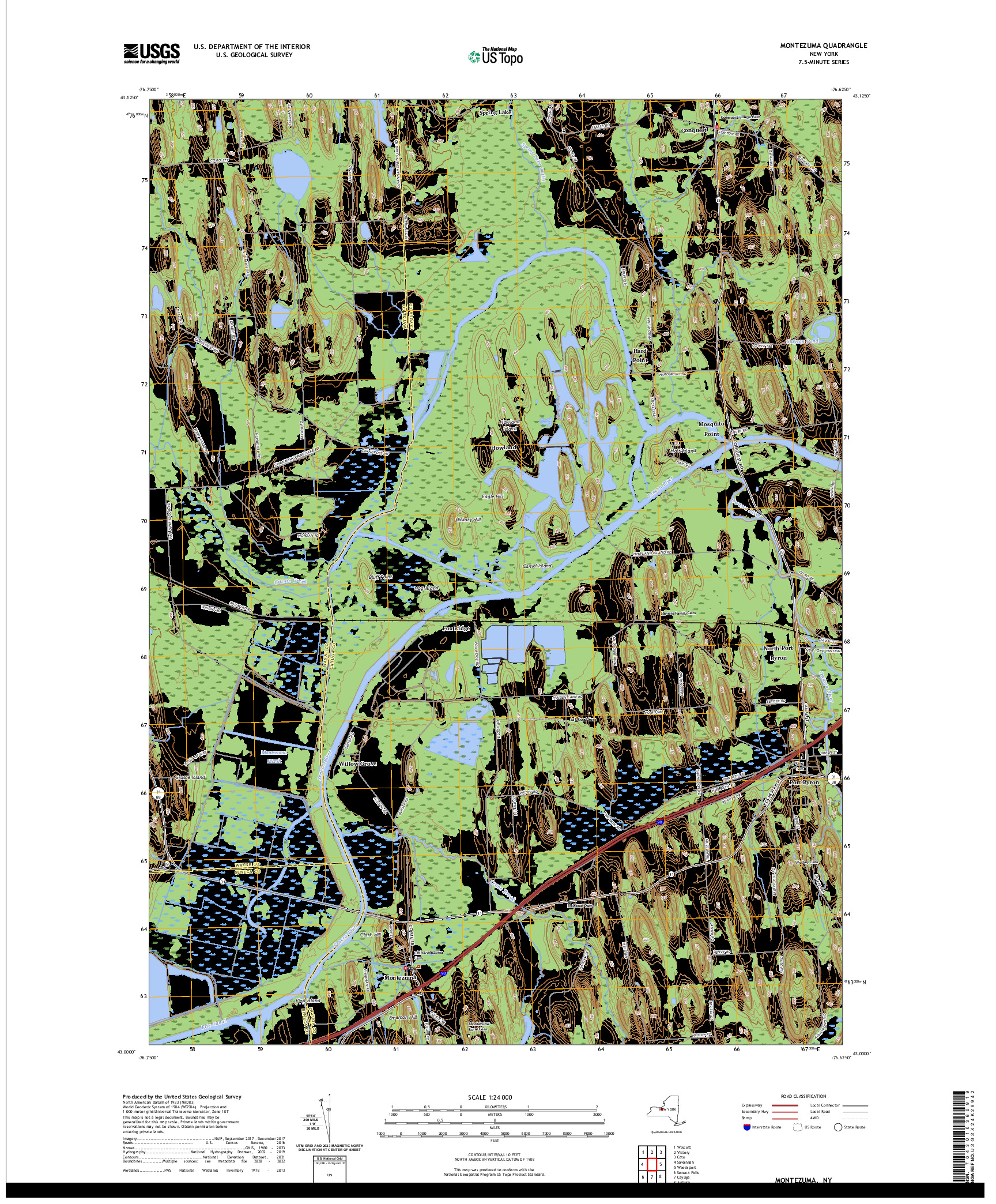 US TOPO 7.5-MINUTE MAP FOR MONTEZUMA, NY