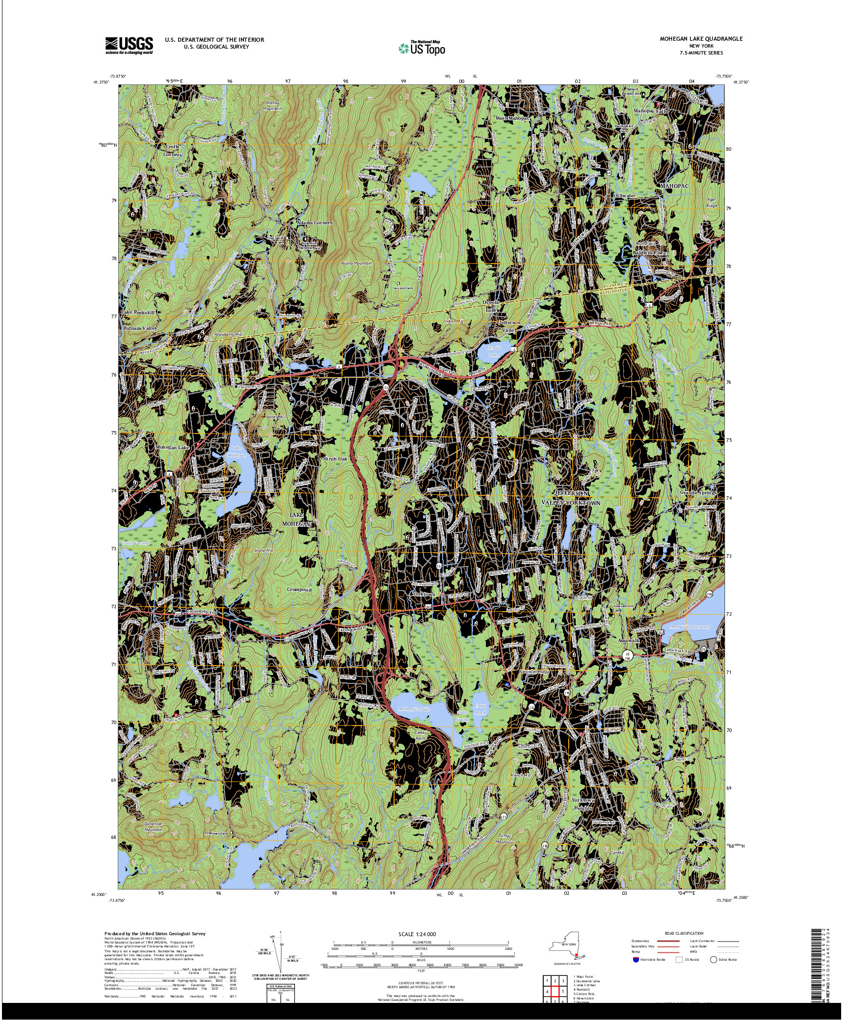 US TOPO 7.5-MINUTE MAP FOR MOHEGAN LAKE, NY