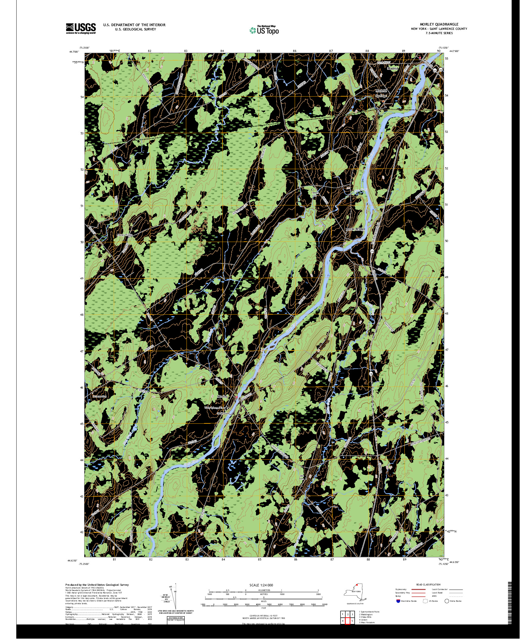 US TOPO 7.5-MINUTE MAP FOR MORLEY, NY