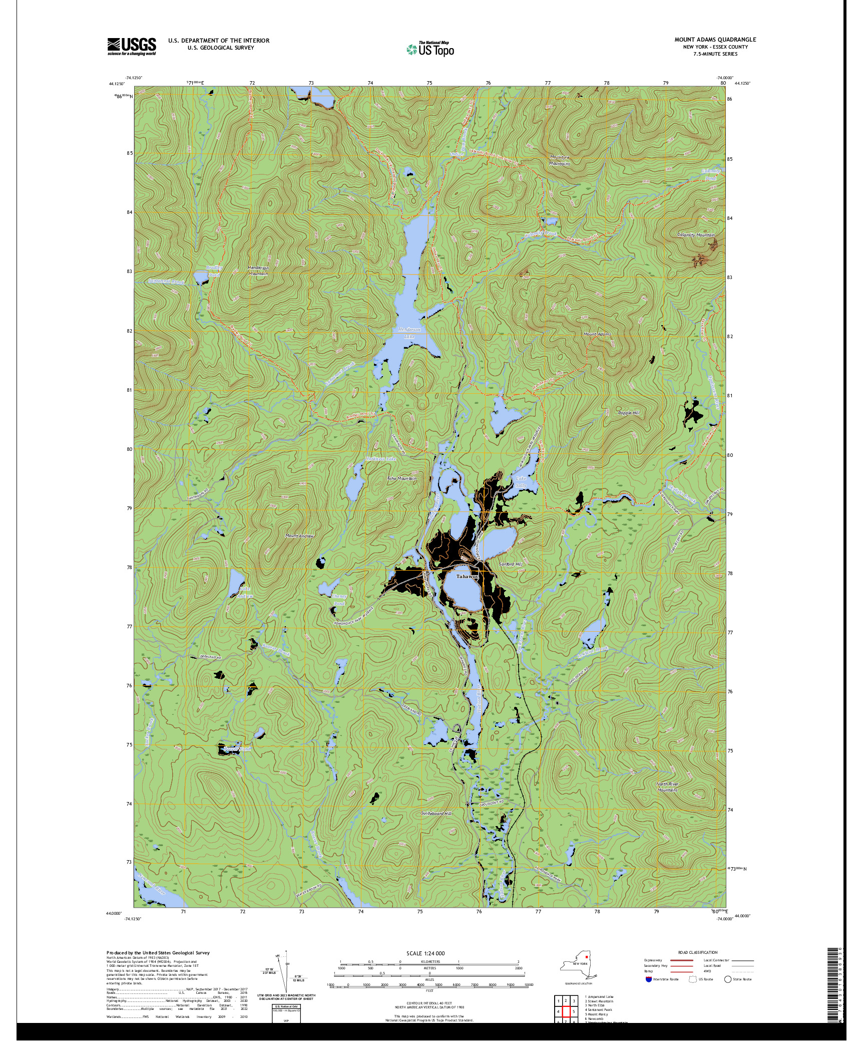 US TOPO 7.5-MINUTE MAP FOR MOUNT ADAMS, NY