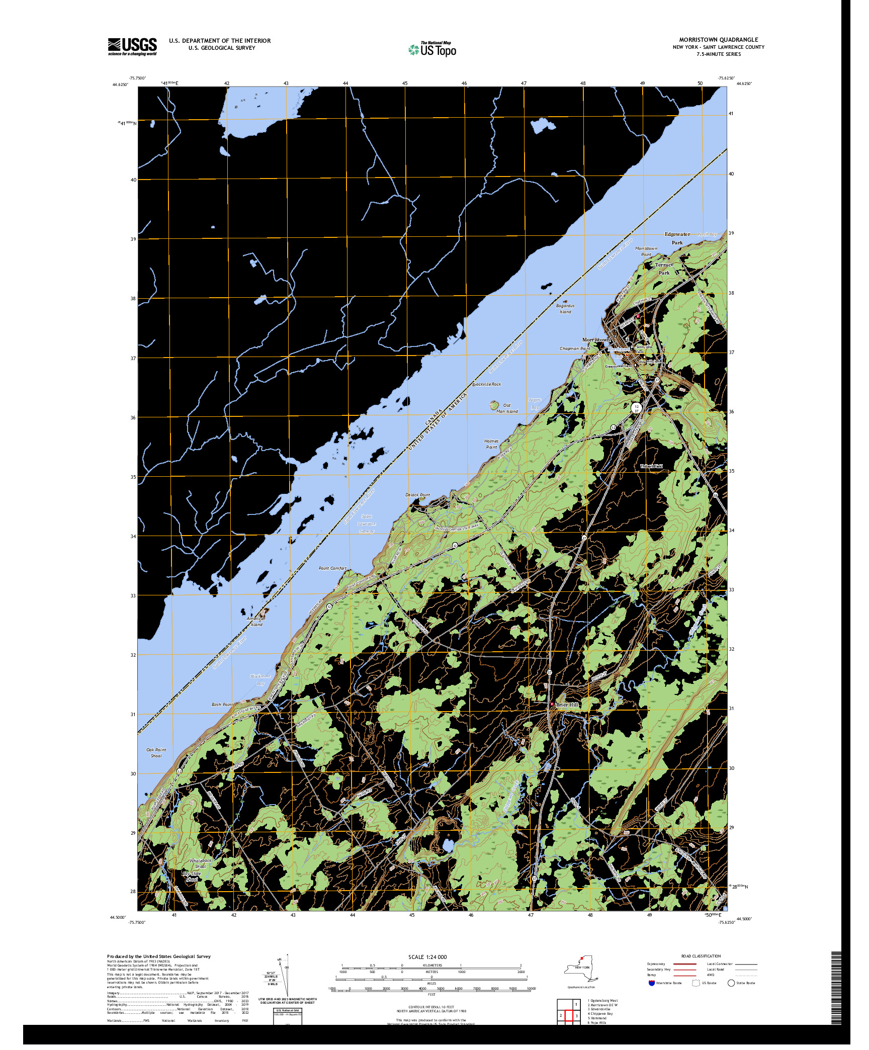 US TOPO 7.5-MINUTE MAP FOR MORRISTOWN, NY,ON