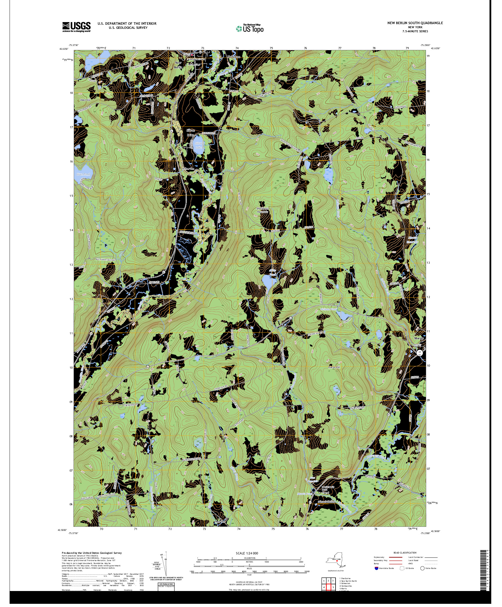 US TOPO 7.5-MINUTE MAP FOR NEW BERLIN SOUTH, NY