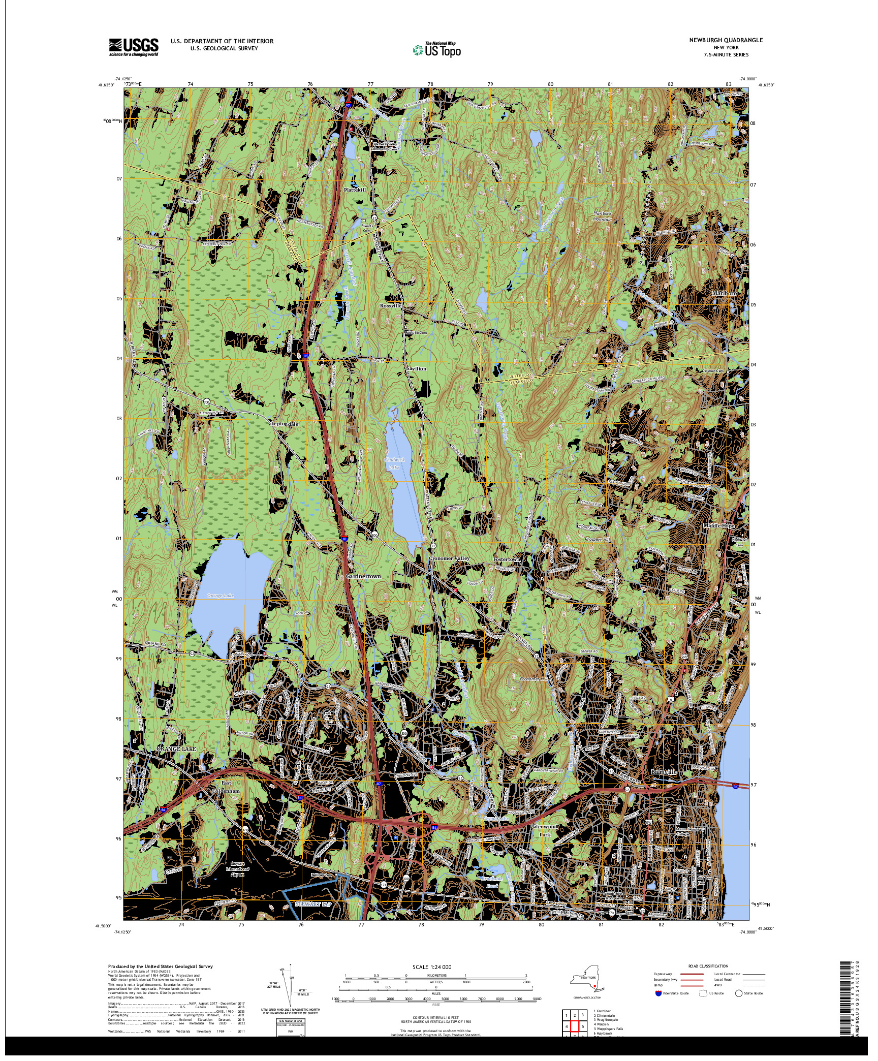 US TOPO 7.5-MINUTE MAP FOR NEWBURGH, NY