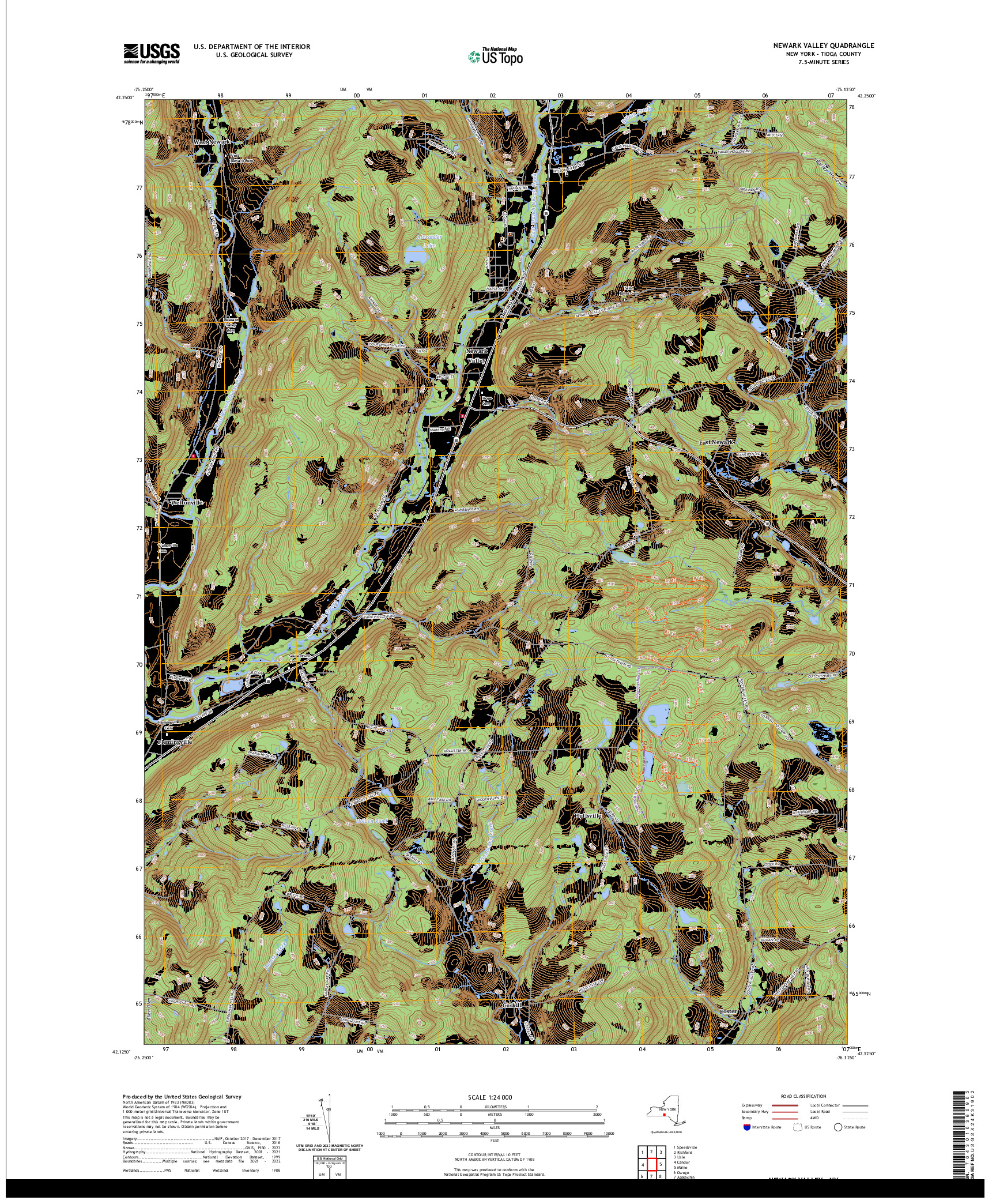 US TOPO 7.5-MINUTE MAP FOR NEWARK VALLEY, NY