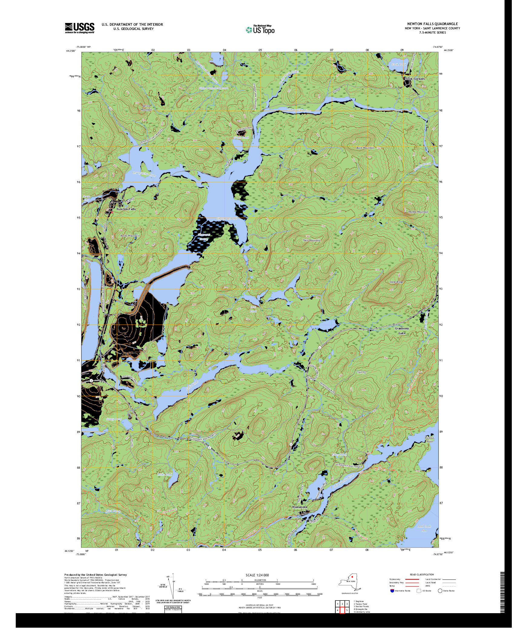 US TOPO 7.5-MINUTE MAP FOR NEWTON FALLS, NY