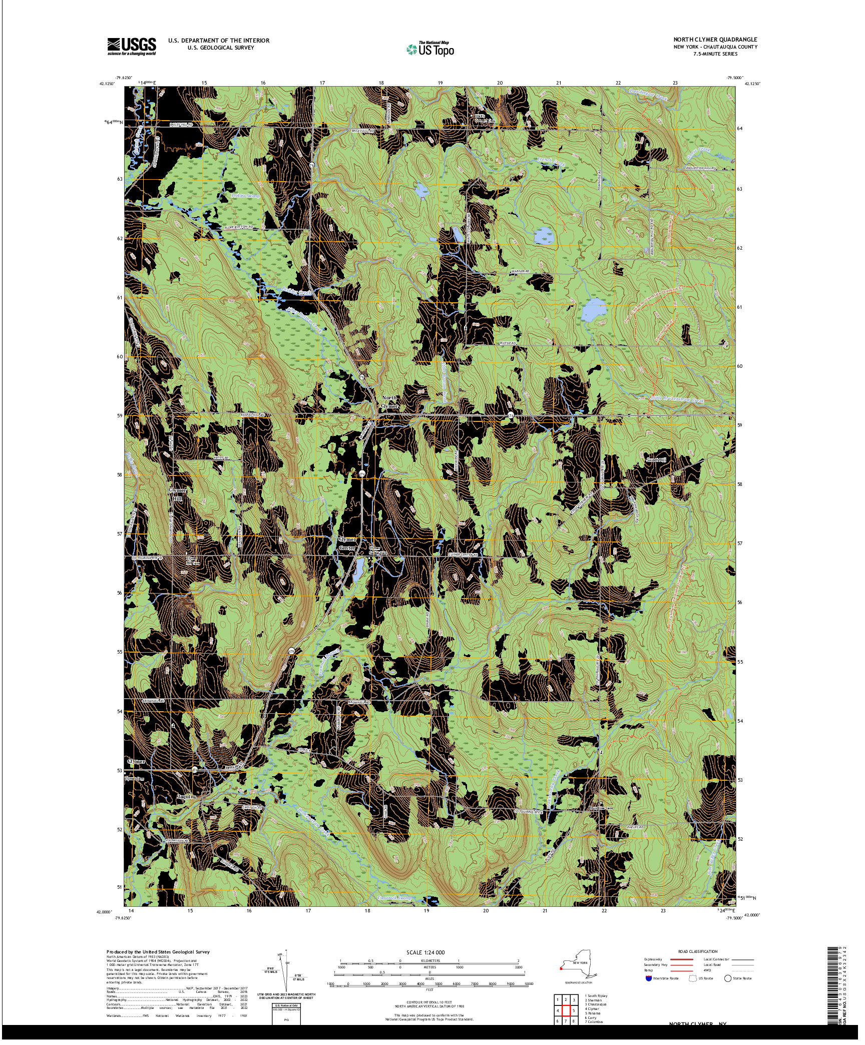 US TOPO 7.5-MINUTE MAP FOR NORTH CLYMER, NY