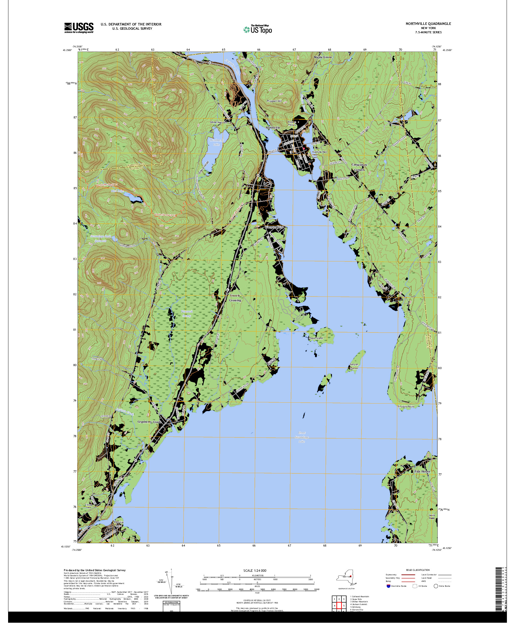 US TOPO 7.5-MINUTE MAP FOR NORTHVILLE, NY