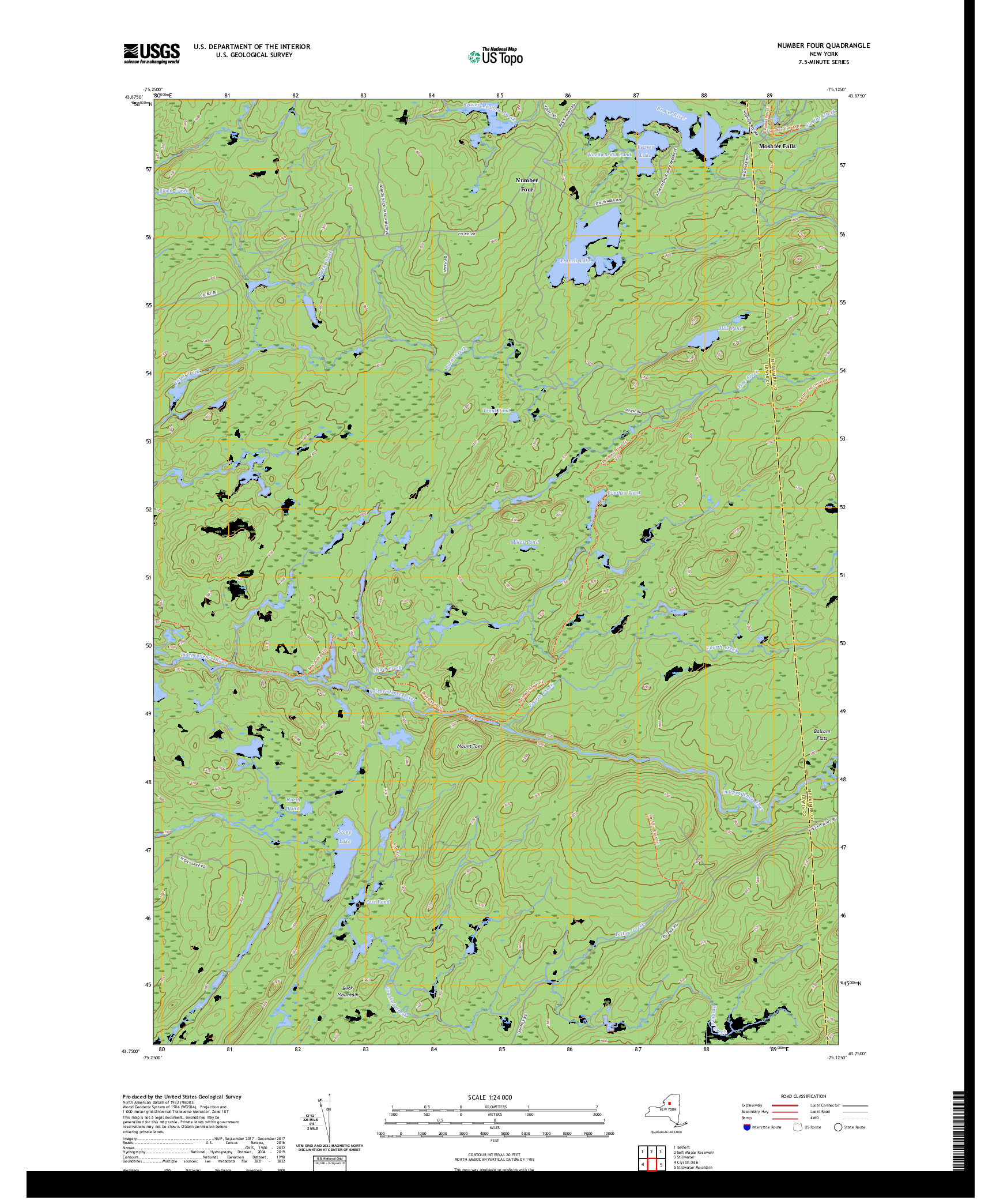 US TOPO 7.5-MINUTE MAP FOR NUMBER FOUR, NY