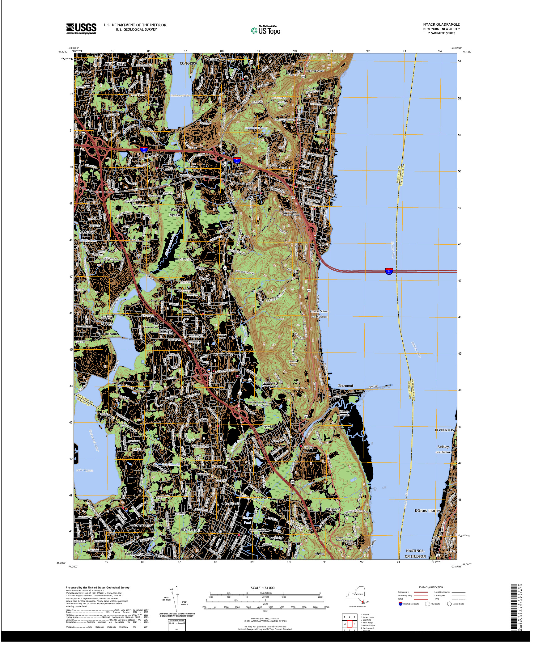 US TOPO 7.5-MINUTE MAP FOR NYACK, NY,NJ