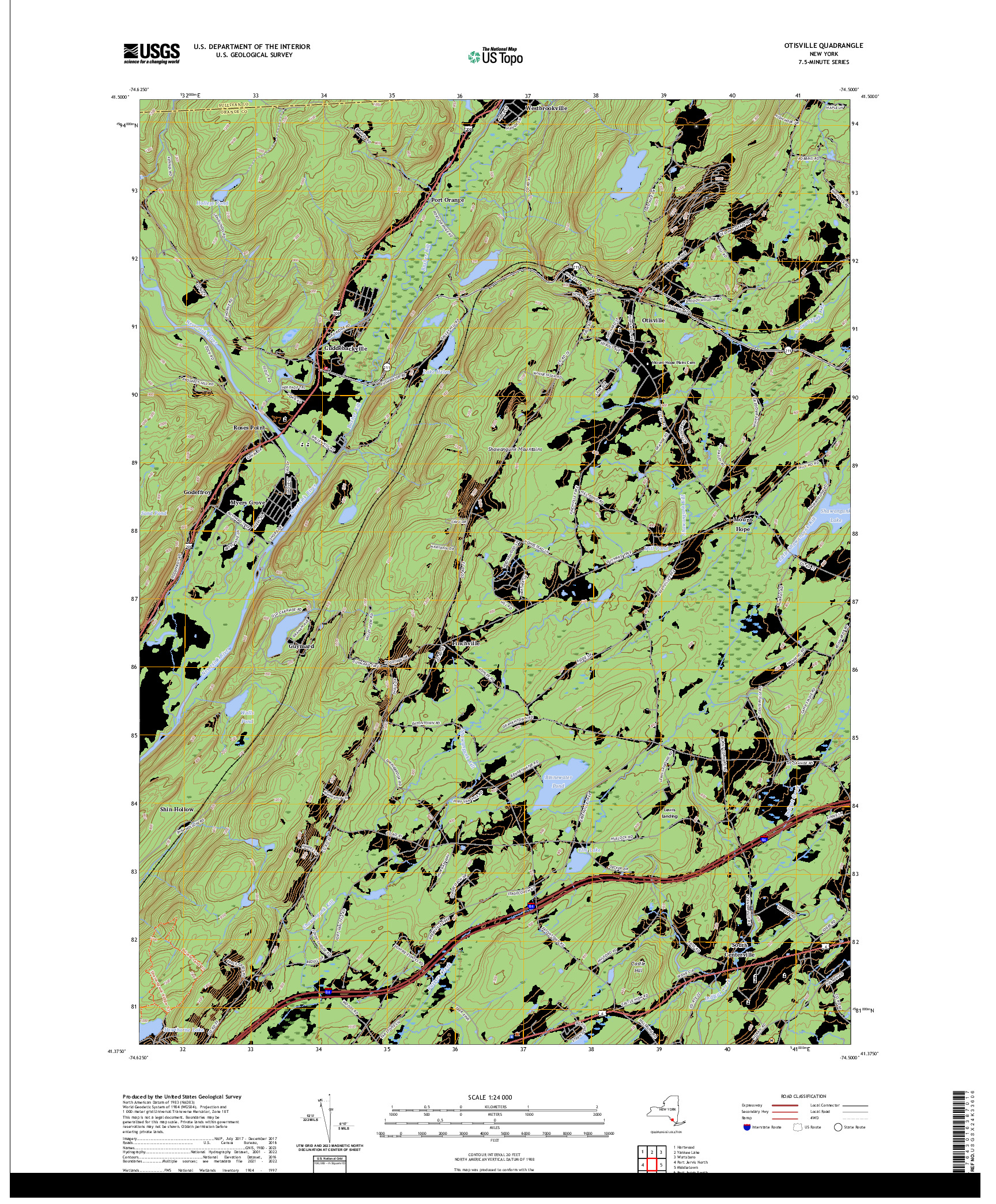 US TOPO 7.5-MINUTE MAP FOR OTISVILLE, NY