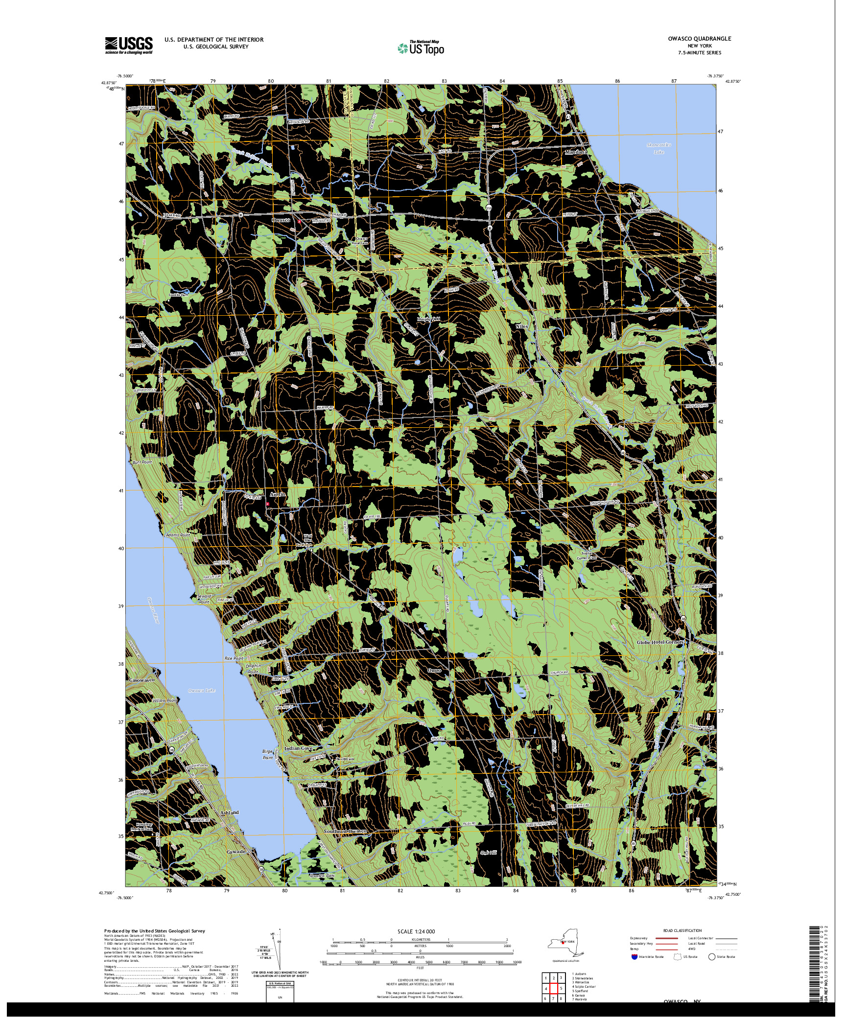 US TOPO 7.5-MINUTE MAP FOR OWASCO, NY