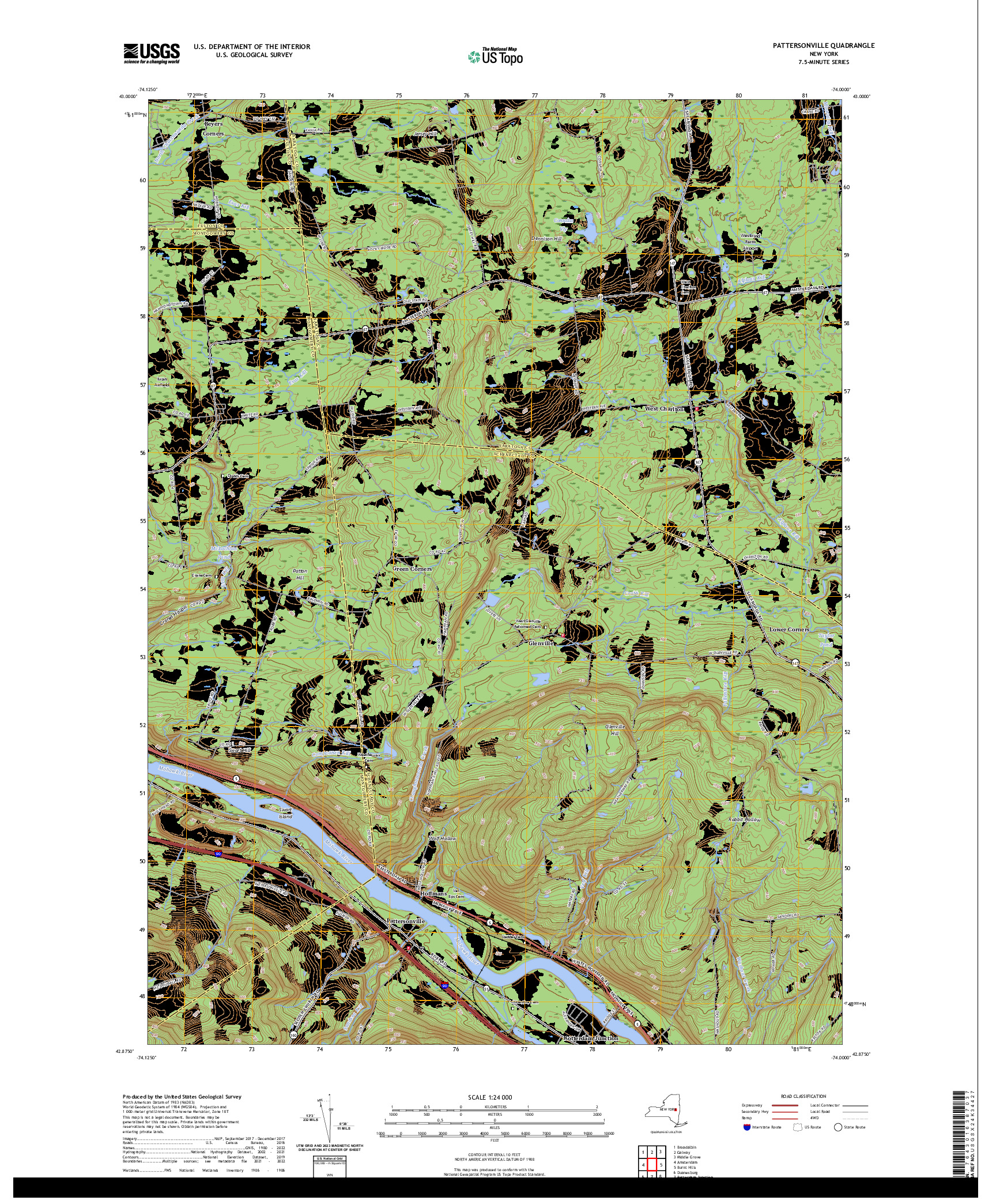 US TOPO 7.5-MINUTE MAP FOR PATTERSONVILLE, NY