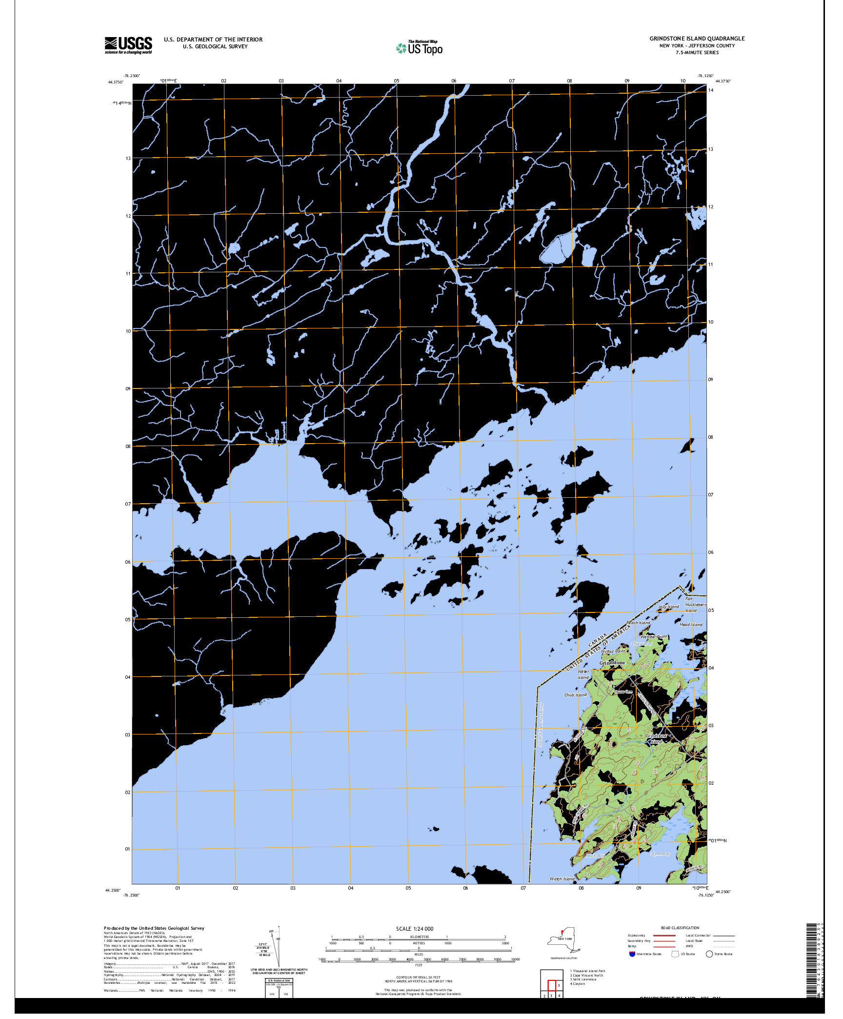 US TOPO 7.5-MINUTE MAP FOR GRINDSTONE ISLAND, NY,ON