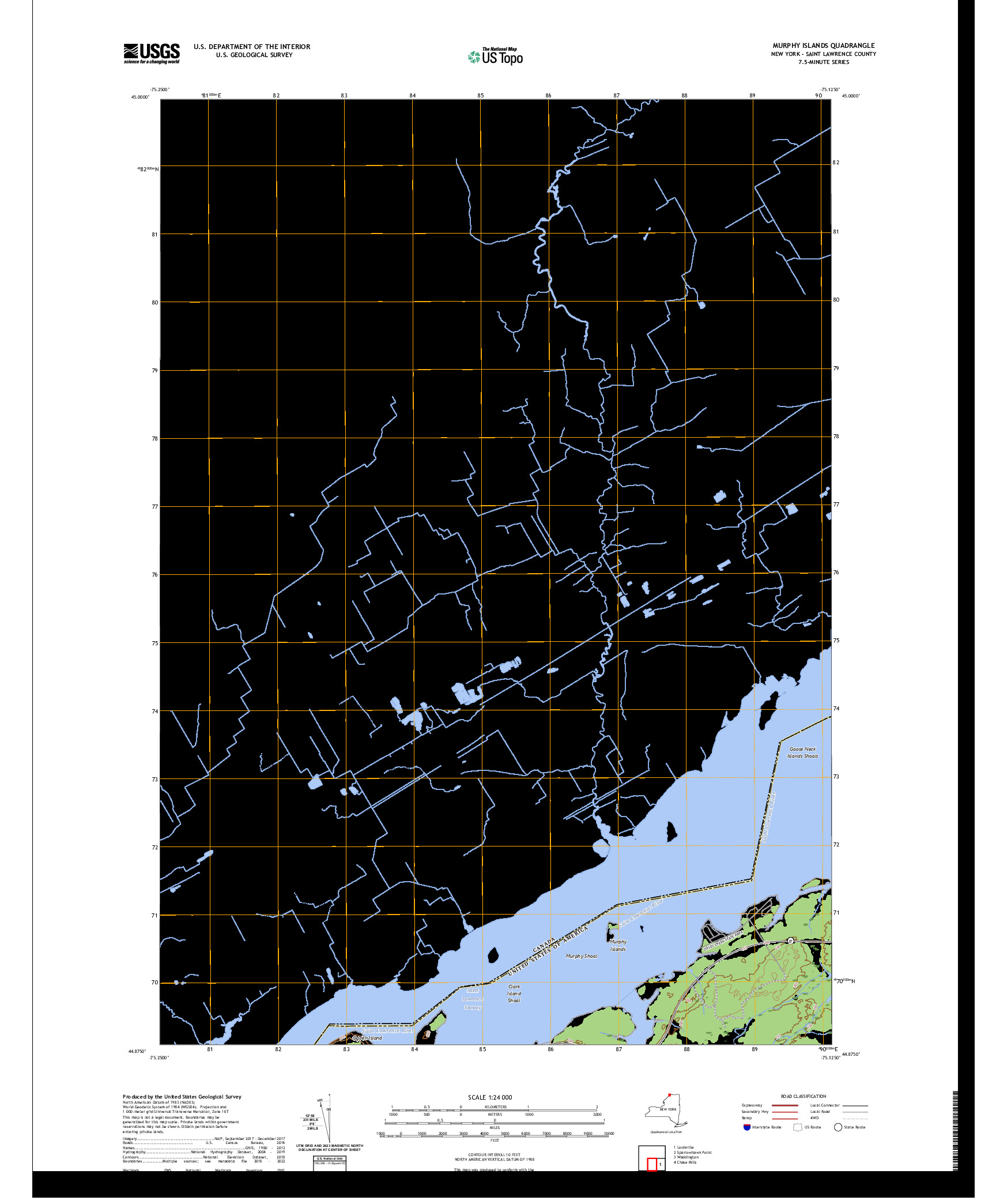 US TOPO 7.5-MINUTE MAP FOR MURPHY ISLANDS, NY,ON